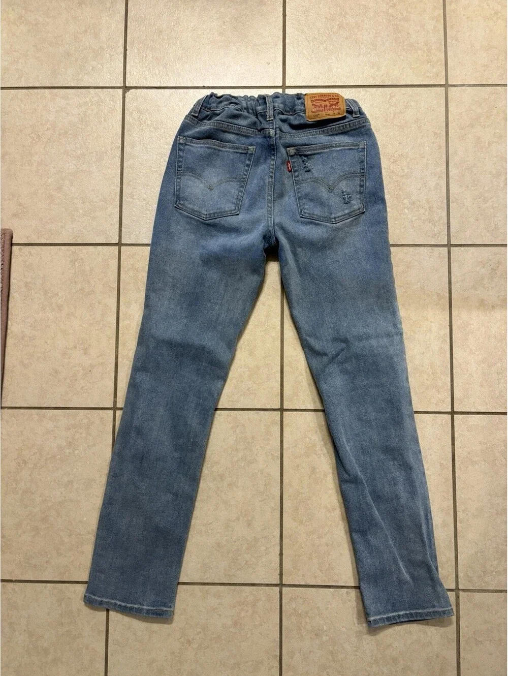 Levis 510 Skinny Jean Youth Kid Regular 16 28x30 Denim Adjustable Waist Distress